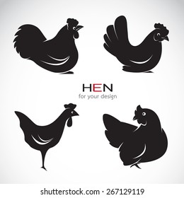 Grupo vectorial de diseño de gallina sobre fondo blanco.