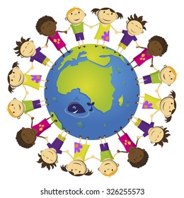 Vector group of kids around the world