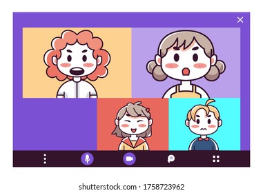 Grupo Vector De Niños En Videoconferencia
