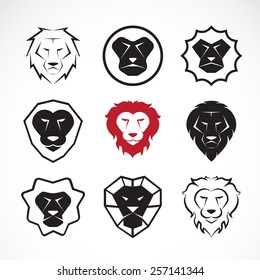 Vector group of an lion head design on white background