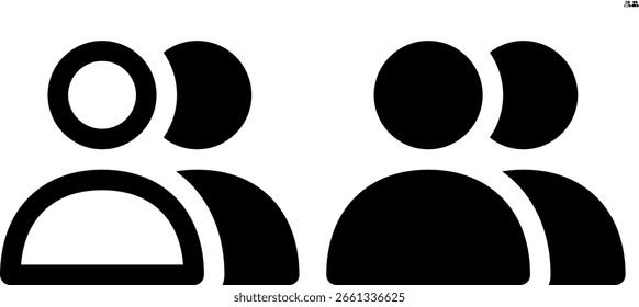 Vector de grupo de personas icono en esquema y estilos sólidos para interfaz de usuario y Diseño web, 48px, margen del 10%