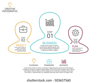 Vector group of people infographic, cycle diagram, teamwork graph and presentation charst. Business concept with 3 options, parts, steps, processes.