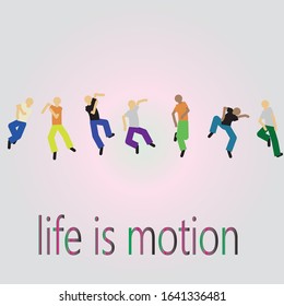 vector group of people jumping and dance  life is motion