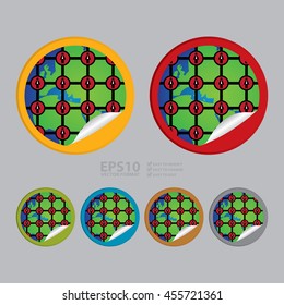 Vector : Group of People Network Infographics Icon on Circle Peeling Sticker