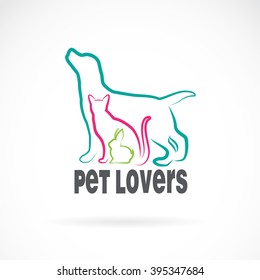 Vector group of pets - Dog, cat, rabbit, isolated on white background, Vector pets for your design.