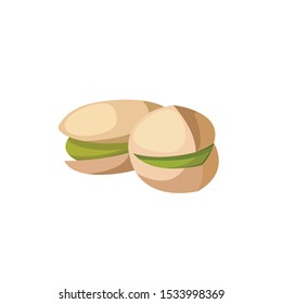 Vector group of pistachio nuts, isolated on a white background