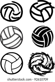 Vector Group of Six Volleyball Ball Illustrations