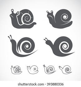 Vector group of a snail on white background, Wild Animals, Vector illustration.