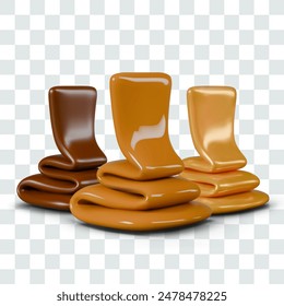 Vector grupo de jarabes de diferentes colores. Concepto de surtido de ingredientes dulces