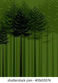 Vector Group of trees on a green background