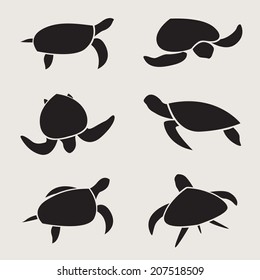 Vector group of turtle design on brown background. Animal. Reptile. Easy editable layered vector illustration.