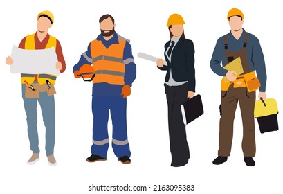 vector de grupo de trabajadores uniformados, hombres y mujeres. trabajadores industriales, ingenieros