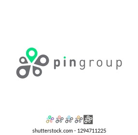 Vector Grouped Map Pins Brand Logo Icon Professional Business Company Corporate Identity Graphic Symbol
