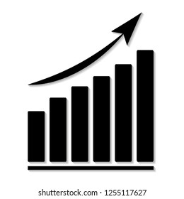 Vector growing business chart presentation icon with shadow , eps 10