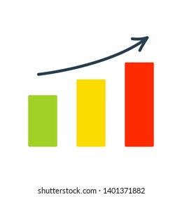 Vector growing chart icon. Vector illustration.