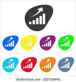 Vector Growing graph , bar chart, icon colorful background, flat design vector illustration