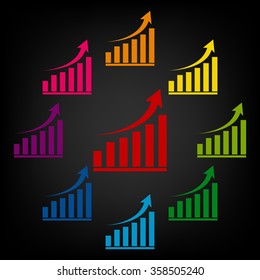 Vector growing graph icon