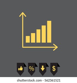 Vector growing graph icon