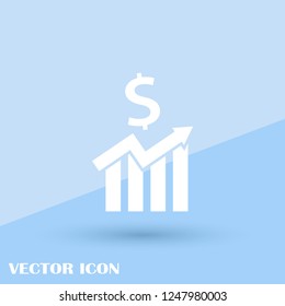 Vector growing graph icon. chart icon