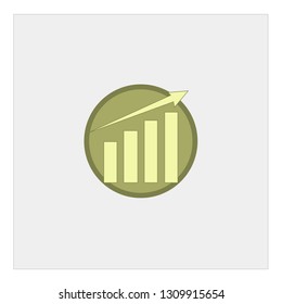 Vector growing up graph icon in circle, isolated on white