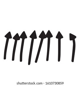 Vector growing graph icon, hand drawn arrows up 
