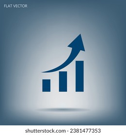 Icono plano de la ilustración del icono del gráfico de crecimiento del vector.
