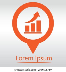 Vector growing graph icon. Infographic chart vector.  icon map pin.