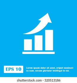 Vector growing graph icon. Infographic chart vector.  blueicon