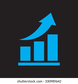 Vector growing graph icon. Infographic chart vector. black icon.
