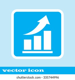 Vector growing graph icon. Infographic chart vector.  Classic flat icon. Vector illustration.