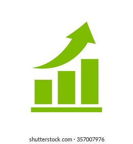 Vector growing graph icon. Infographic chart vector. green icon.