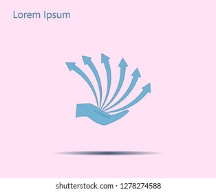 Vector growing graph icon on the hand