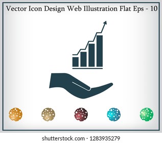 Vector growing graph icon on the hand