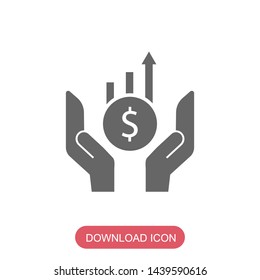 Vector growing graph icon on the hand on white background