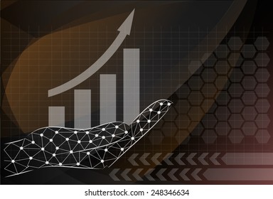 Vector growing graph icon on the hand