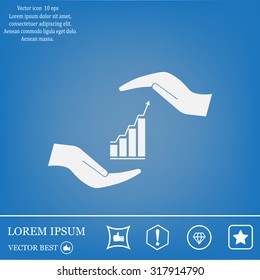 Vector growing graph icon on the hand