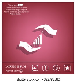 Vector growing graph icon on the hand