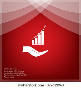 Vector growing graph icon on the hand
