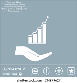 Vector growing graph icon on the hand