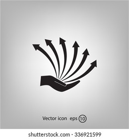 Vector growing graph icon on the hand