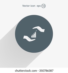 Vector growing graph icon on the hand