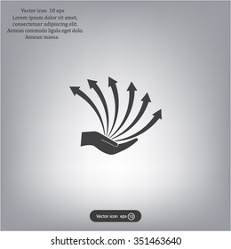 Vector growing graph icon on the hand