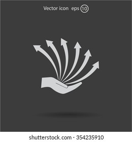 Vector growing graph icon on the hand