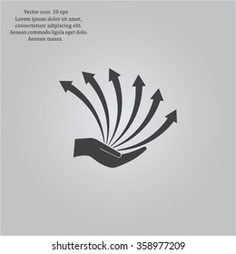 Vector growing graph icon on the hand