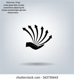Vector growing graph icon on the hand