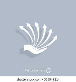 Vector growing graph icon on the hand
