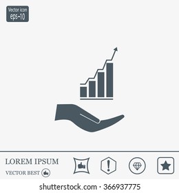 Vector growing graph icon on the hand