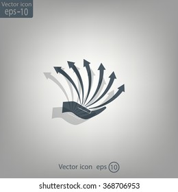 Vector growing graph icon on the hand