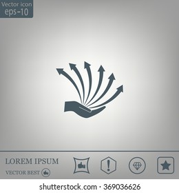 Vector growing graph icon on the hand
