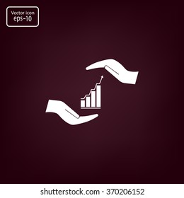 Vector growing graph icon on the hand